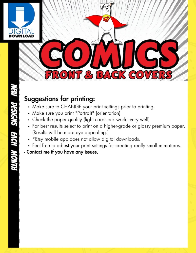 Newly Updated 1:12 Scale Miniature Comics Book Covers with Mini Box, 300 dpi PDF Instant Digital Download Printable Sheet image 6