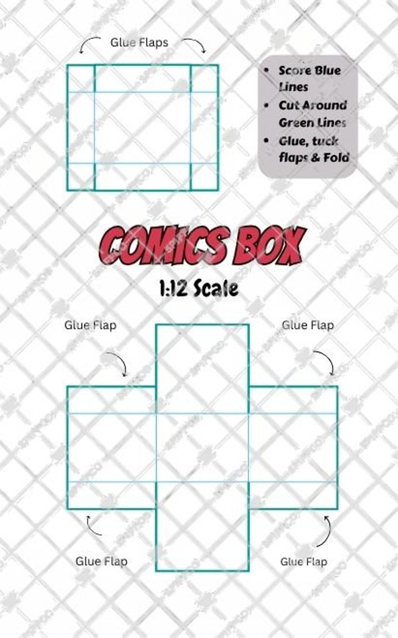 Newly Updated 1:12 Scale Miniature Comics Book Covers with Mini Box, 300 dpi PDF Instant Digital Download Printable Sheet image 3