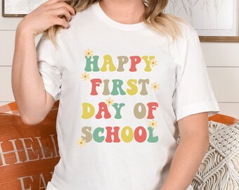 Retro teacher tee, back to school teacher shirt, boho teacher shirt, first day of school teacher shirt, retro t-shirt,  teacher gift