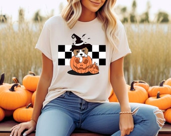 cute puppy Ghost shirt, Happy Howloween shirt,  pumpkin puppy tee, Halloween puppy tee, Spooky puppy shirt, puppy lovers shirt