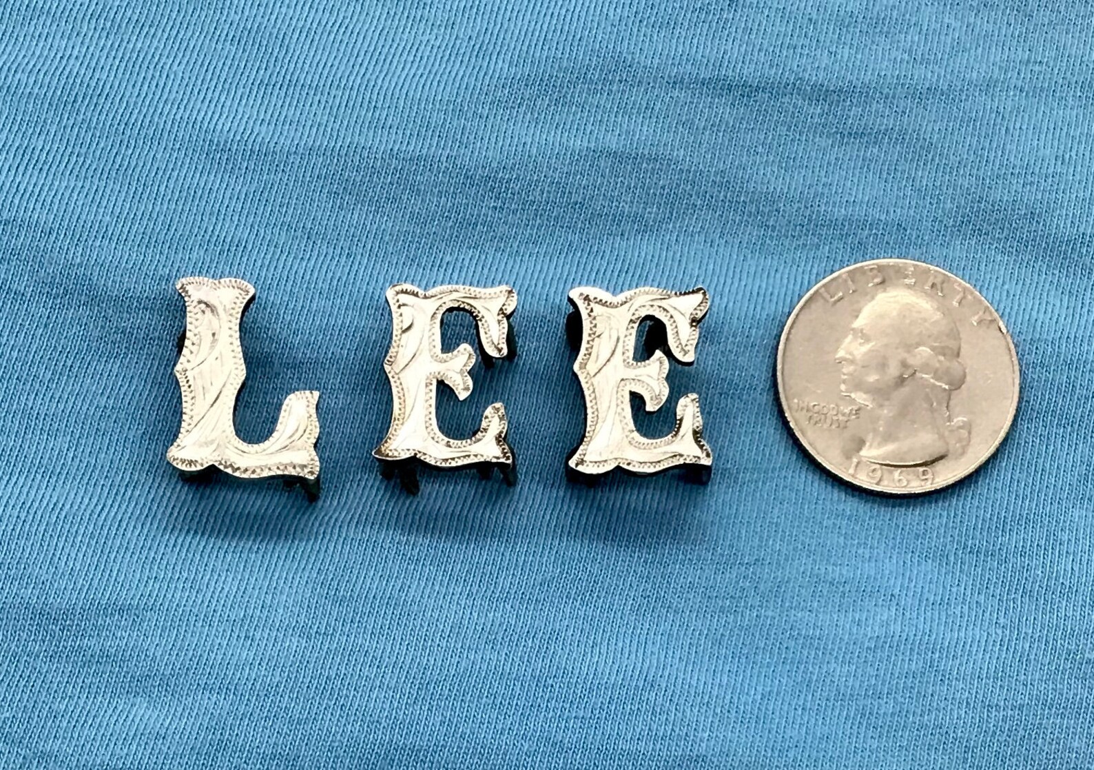 Sterling Silver LEE Letters Leather Belt Hand Tooled Etsy