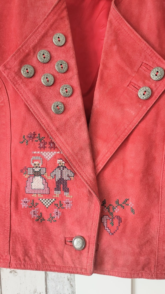 Vintage Red suede pig leather cropped jacket, Ver… - image 4