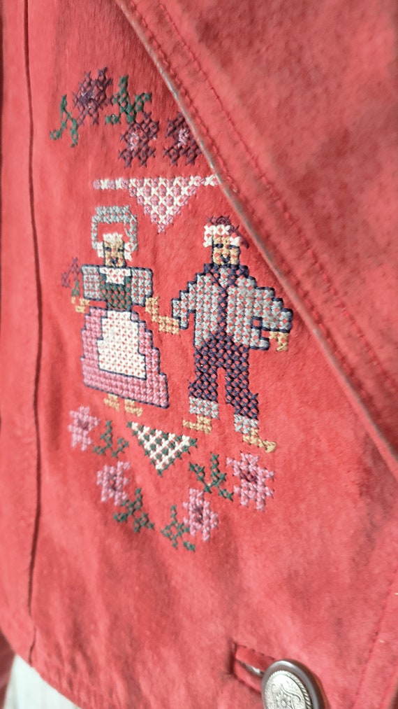 Vintage Red suede pig leather cropped jacket, Ver… - image 5