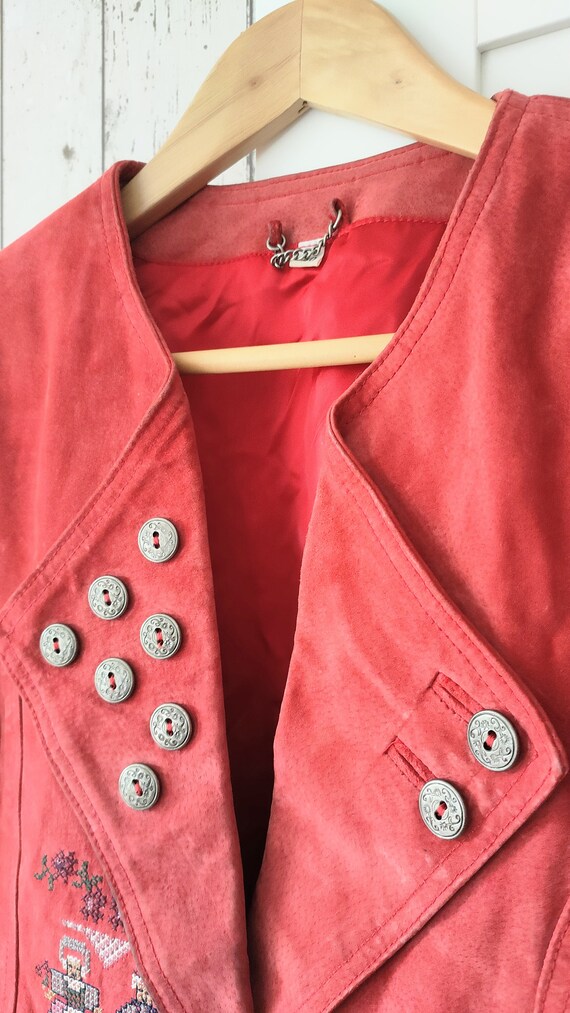 Vintage Red suede pig leather cropped jacket, Ver… - image 7