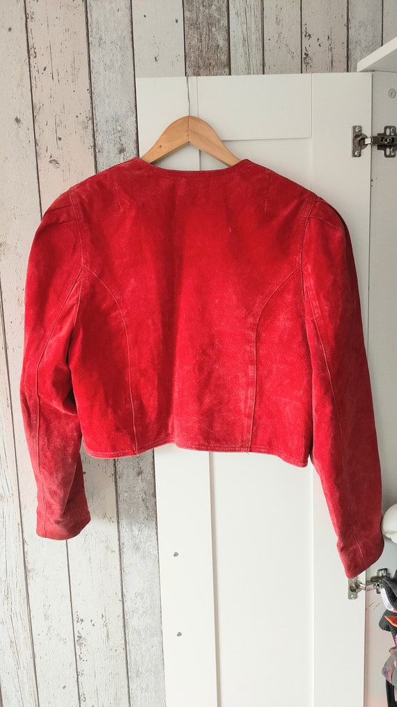 Vintage Red suede pig leather cropped jacket, Ver… - image 10