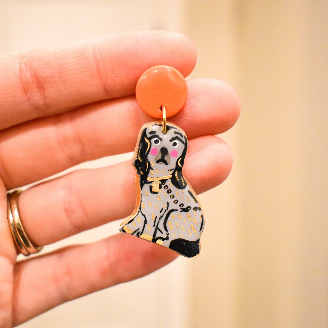 Staffordshire Dog Earrings Polymer Clay Dog Statement Etsy