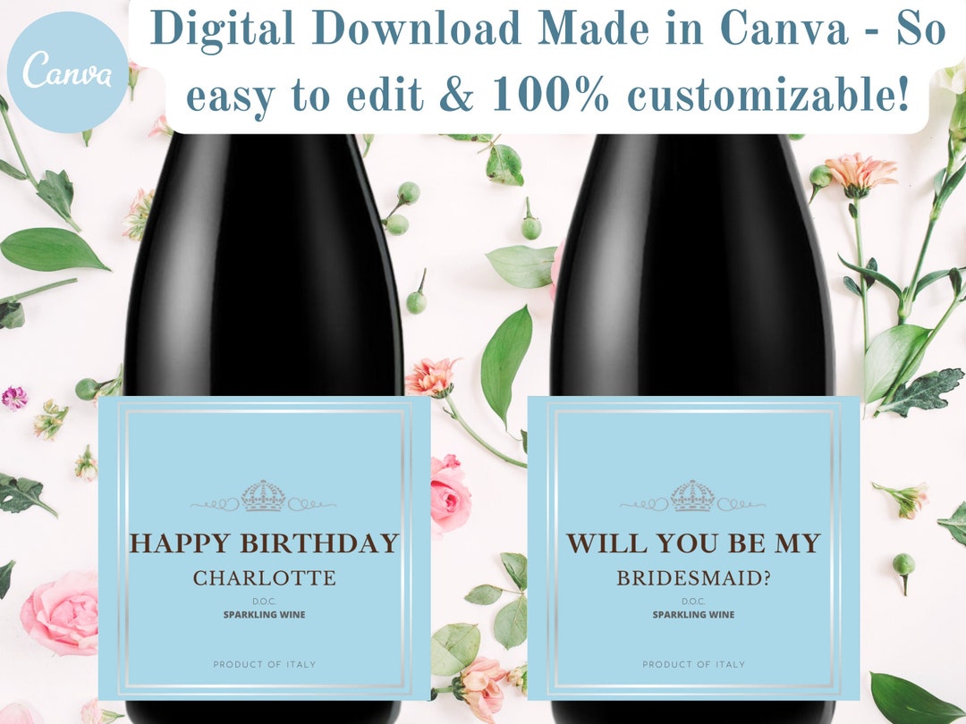 Personalized Prosecco Label, Digital Download Birthday Prosecco Label, Wedding Favor, Bridesmaid