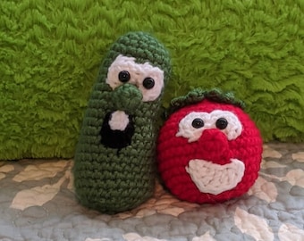 Bob the Tomato and Larry the Cucumber VeggieTales Crochet Amigurumi