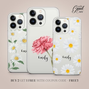 Niedliche Daisy Flower Handyhülle passend für iPhone 15 Pro Max, 14 Plus, 13, 12, 11, XR & Samsung S23, S22, A54, A53, Pixel 7, 8