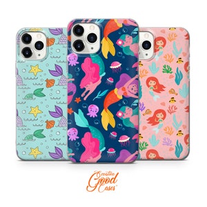 Funda para teléfono Disney Mermaid compatible con iPhone 14 Pro, 13, 12, 11, XR, 8+, 7 y Samsung S21, A50, A51, A53, Huawei P20, P30 Lite