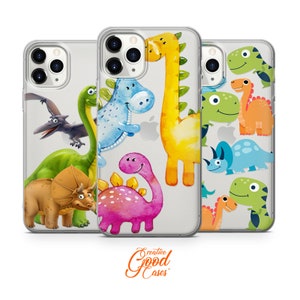 Cute Dinosaur Dino T-rex Phone case fit for iPhone 15 Pro Max, 14 Plus, 13, 12, 11, XR & Samsung S23, S22, A54, A53, Pixel 7, 8