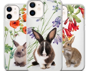 Cute Rabbit Hare clear phone case Cover fit for iPhone 17 16 15 Pro Max, 14 Plus, 13, 12, 11, XR & Samsung S23, S22, A54, A53, Pixel 7, 8