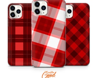 Christmas phone case Plaid London style fit for iPhone 15 Pro Max, 14 Plus, 13, 12, 11, XR & Samsung S23, S22, A54, A53, Pixel 7, 8