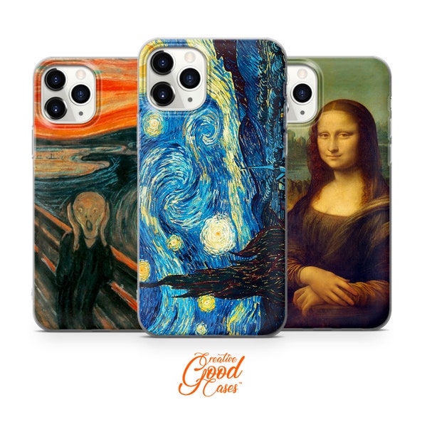 Famous painter art Phone Case fit for iPhone 15 Pro Max, 14 Plus, 13, 12, 11, XR & Samsung S23, S22, A54, A53, Pixel 7, 8