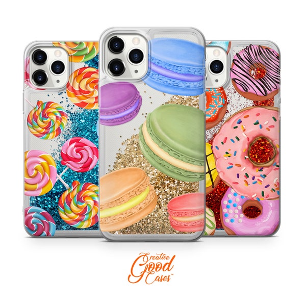 Candy Phone Case Donuts, Candy Macaron adapté pour iPhone 15 Pro Max, 14 Plus, 13, 12, 11, XR, 8, 7, 6, 5