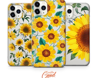 Funda de teléfono con diseño de girasol: diseño floral, cubierta de gel TPU suave