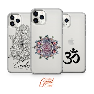 Hamsa Mandala Religion phone case fit for iPhone 15 Pro Max, 14 Plus, 13, 12, 11, XR & Samsung S23, S22, A54, A53, Pixel 7, 8