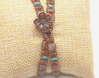 Double Wrap Bracelet, Czech Beads and Seed Beads