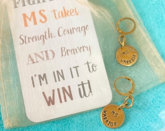 MS Warrior Awareness Earrings, Brass Warrior Charm, Vintage Connectors