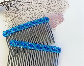 Set of Hair Combs, Capri Blue, Ocean Colors