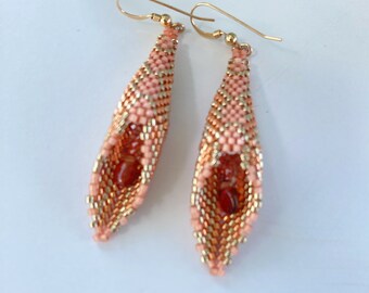 Peach Amalthea Earrings, Gold Filled Ear Wires