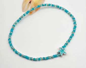 Stretchy Anklet 9 1/4", Starfish, Beachy Sead Beads