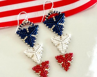 Handmade Patriotic Earrings,Red White Blue