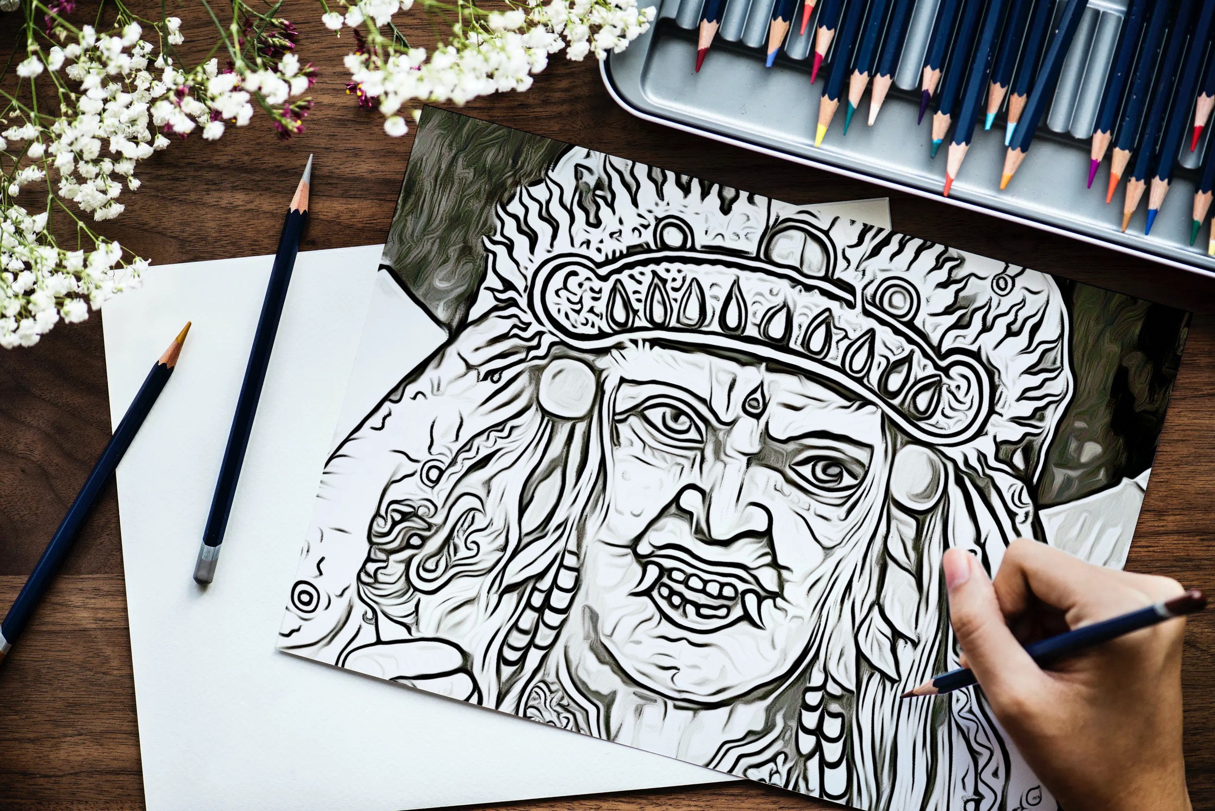 Scary Old Witch Printable Adult Coloring Page - Etsy UK