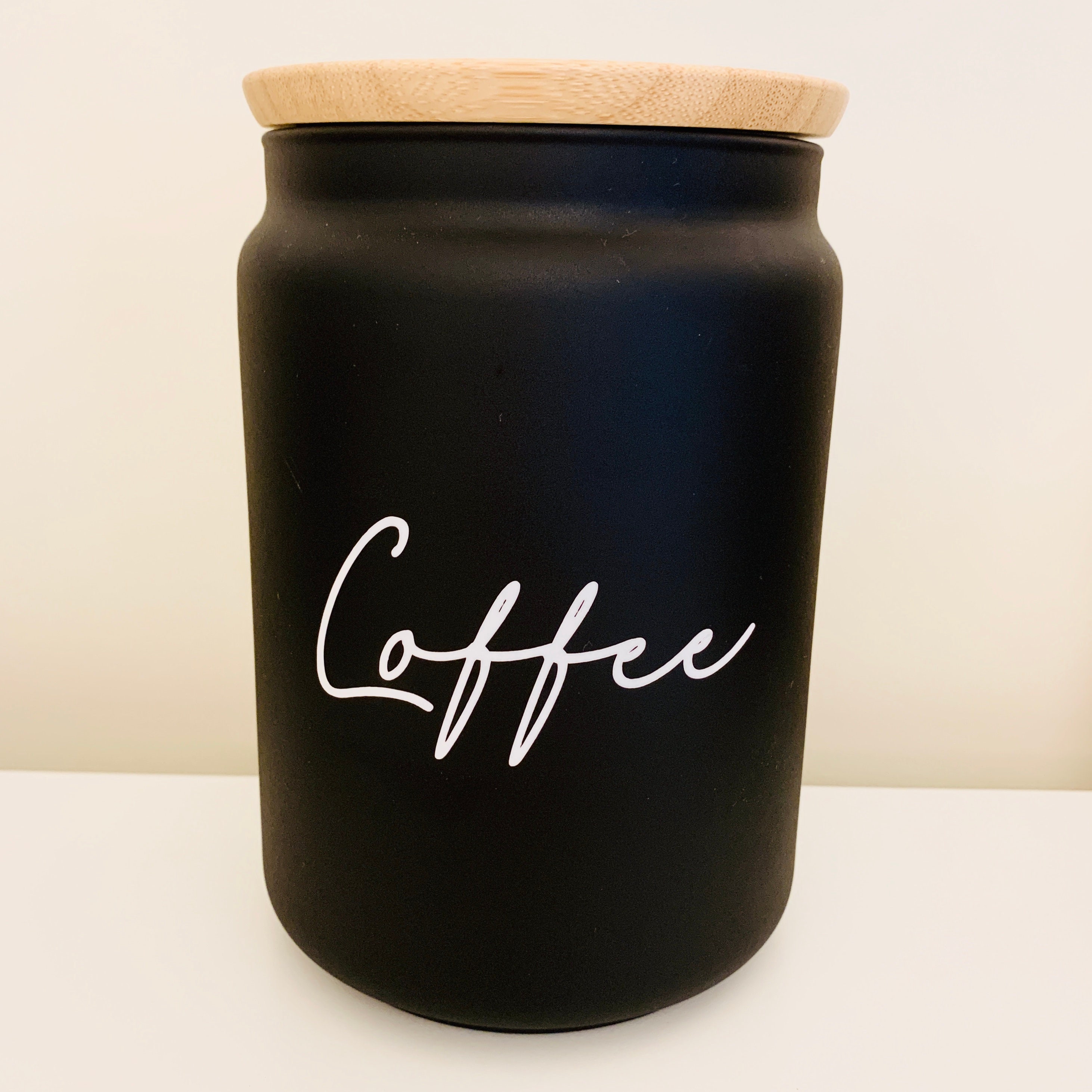 Black Jars with Bamboo Lids Ideal for Tea Coffee Sugar Etsy