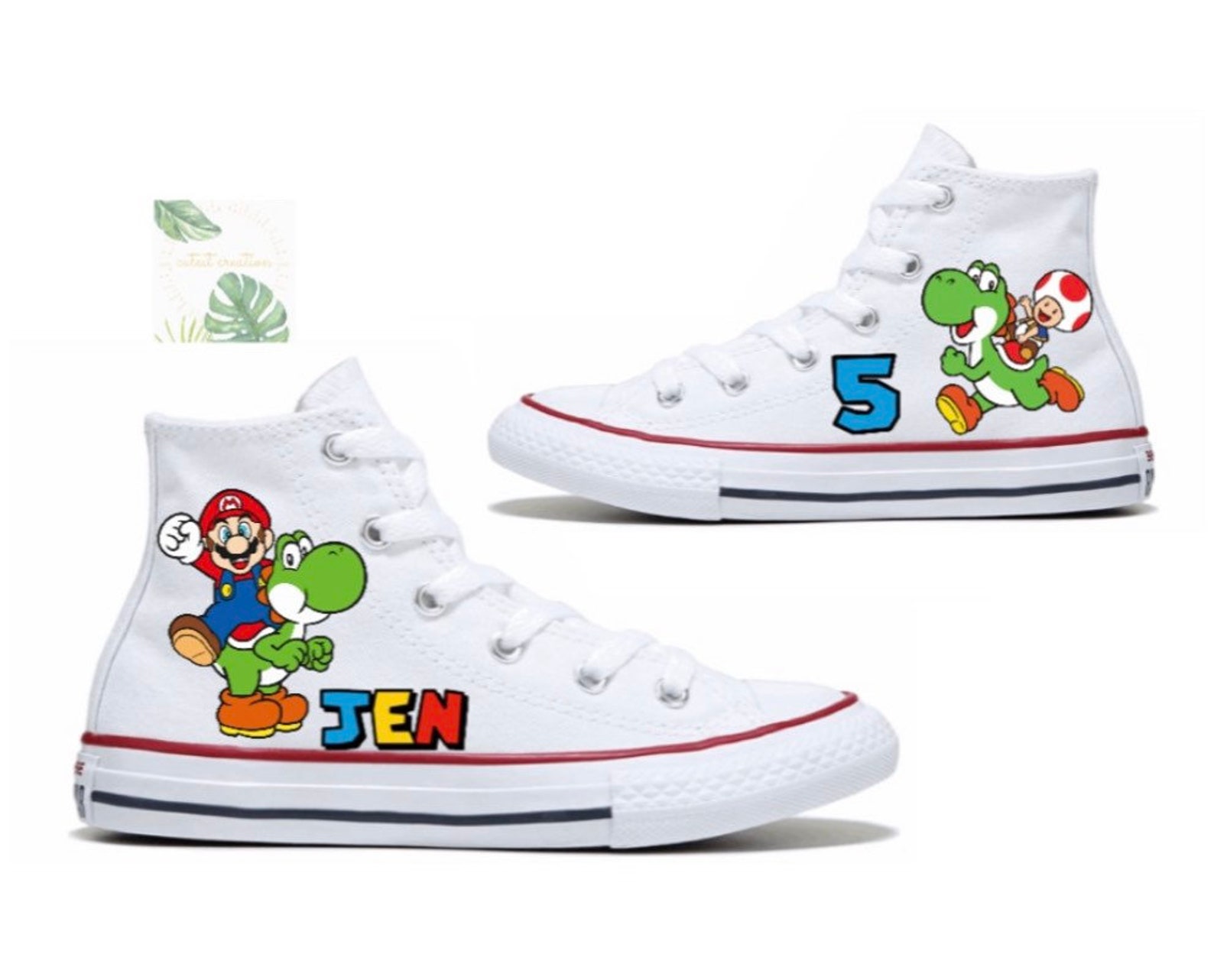 Super Mario Inspired Converse Mario Personalized Shoes Mario Etsy