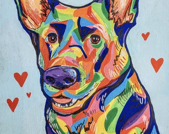 Custom Colorful Pop Art Pet Portraits (Made to Order) on 9x12" Canvas Panel