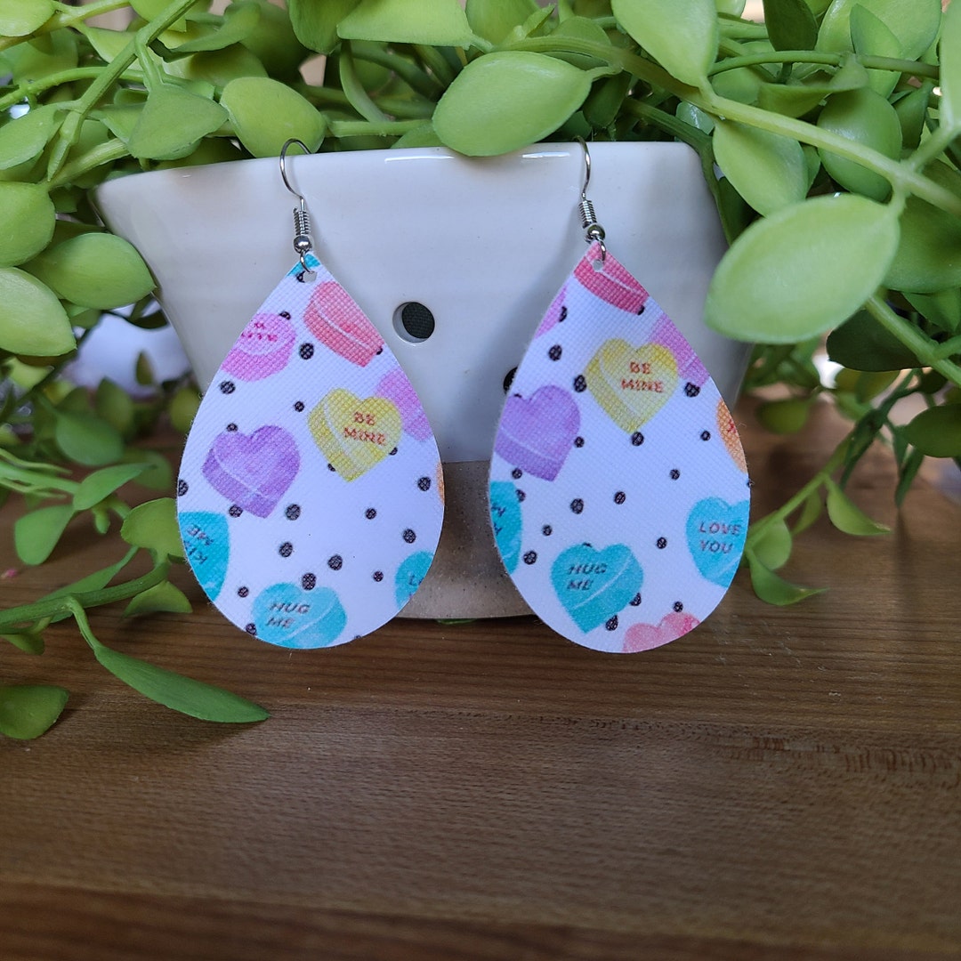 Valentine's Day Earrings Conversation Hearts Etsy