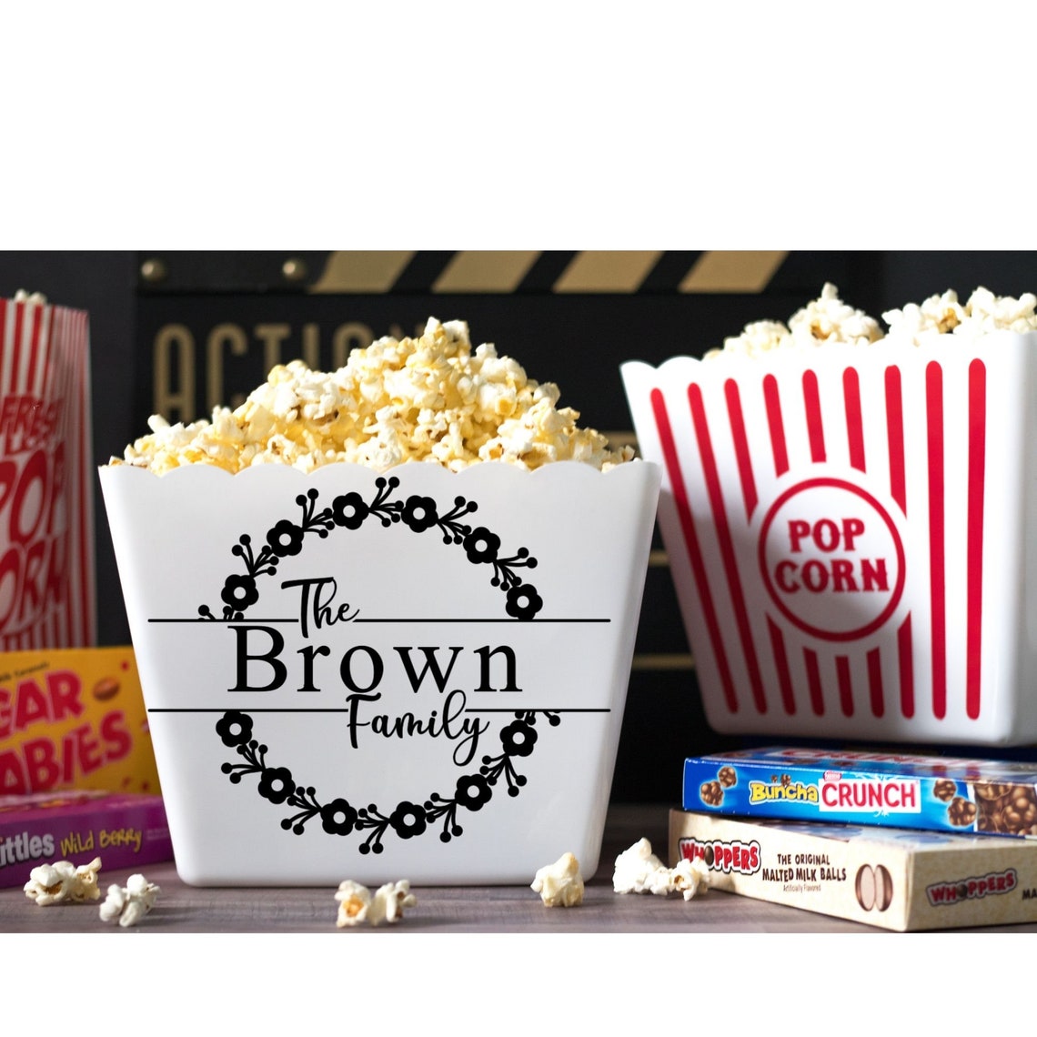 Personalized Reusable Popcorn Containers Family Etsy