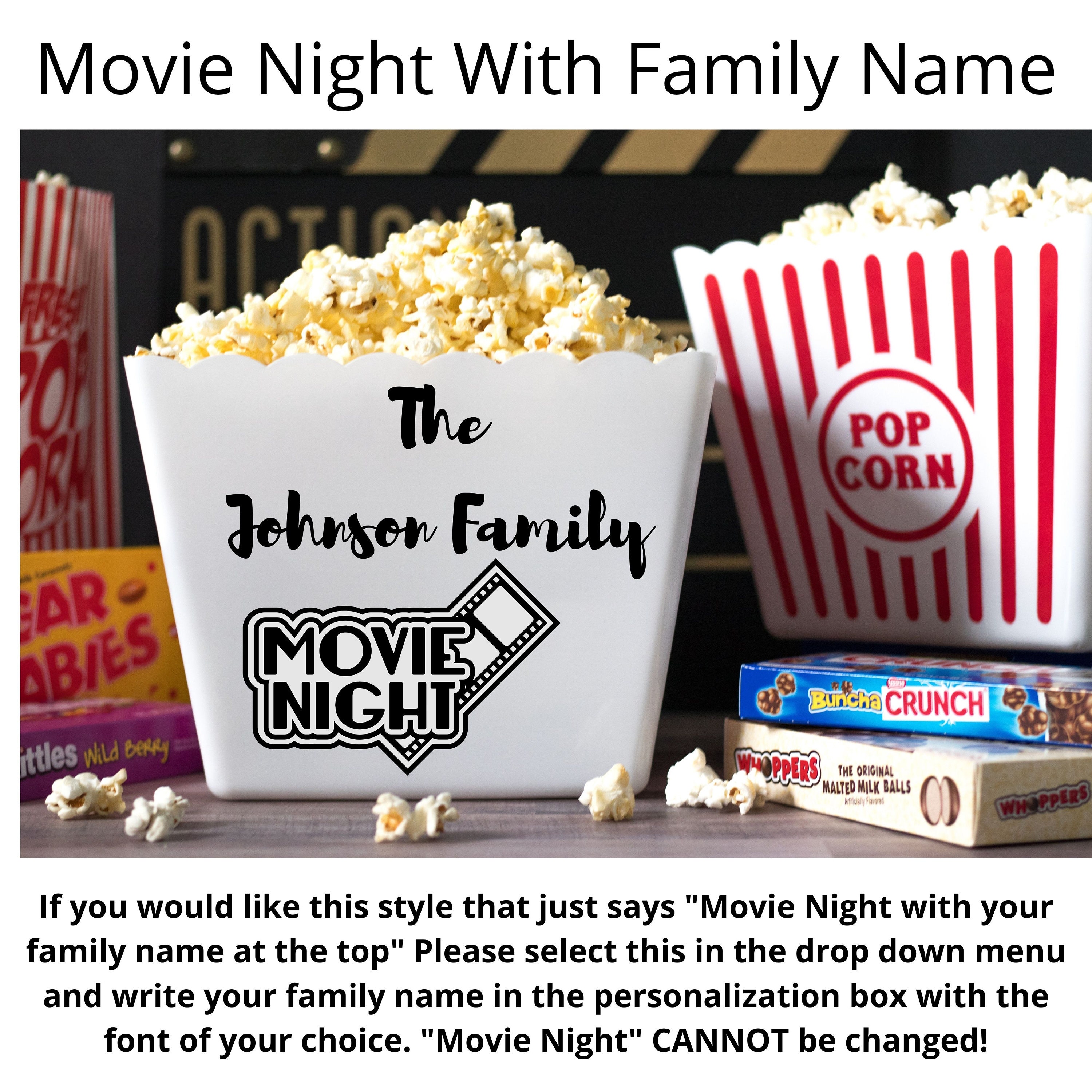 Family Popcorn Containers Family Movie Night Movie night Etsy