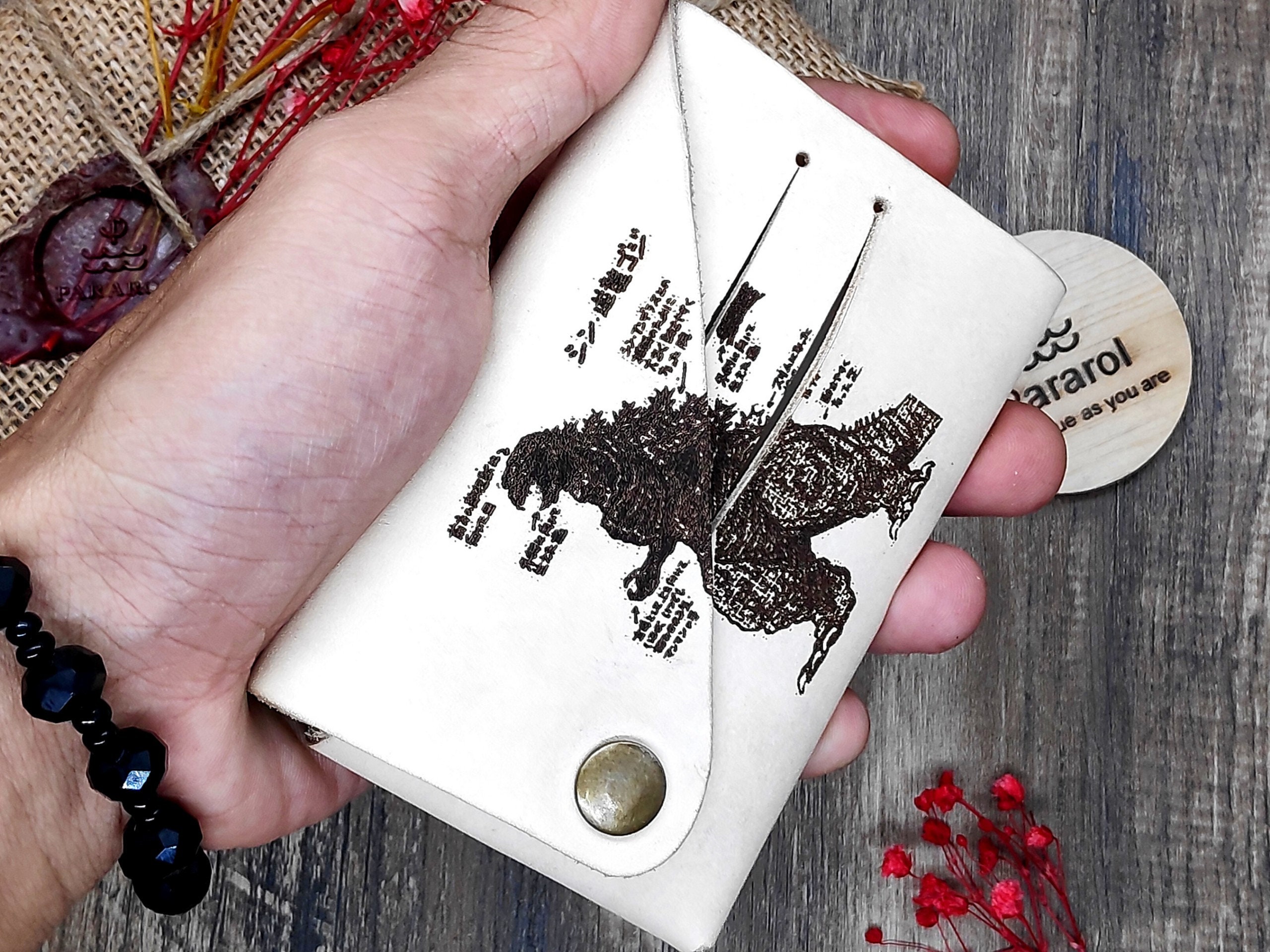 Godzilla Custom Card Holder For Men Mens Mini Wallet Etsy
