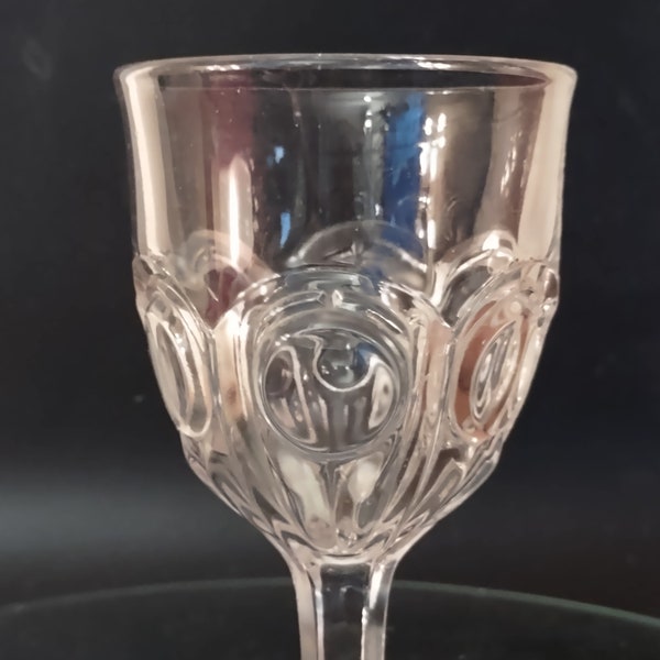 Antique Canadian Bullseye Pressed Glass Goblet Glass EAPG ECPG