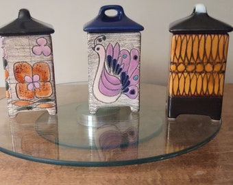 Vintage MCM Eduardo Vega handcrafted set three canisters