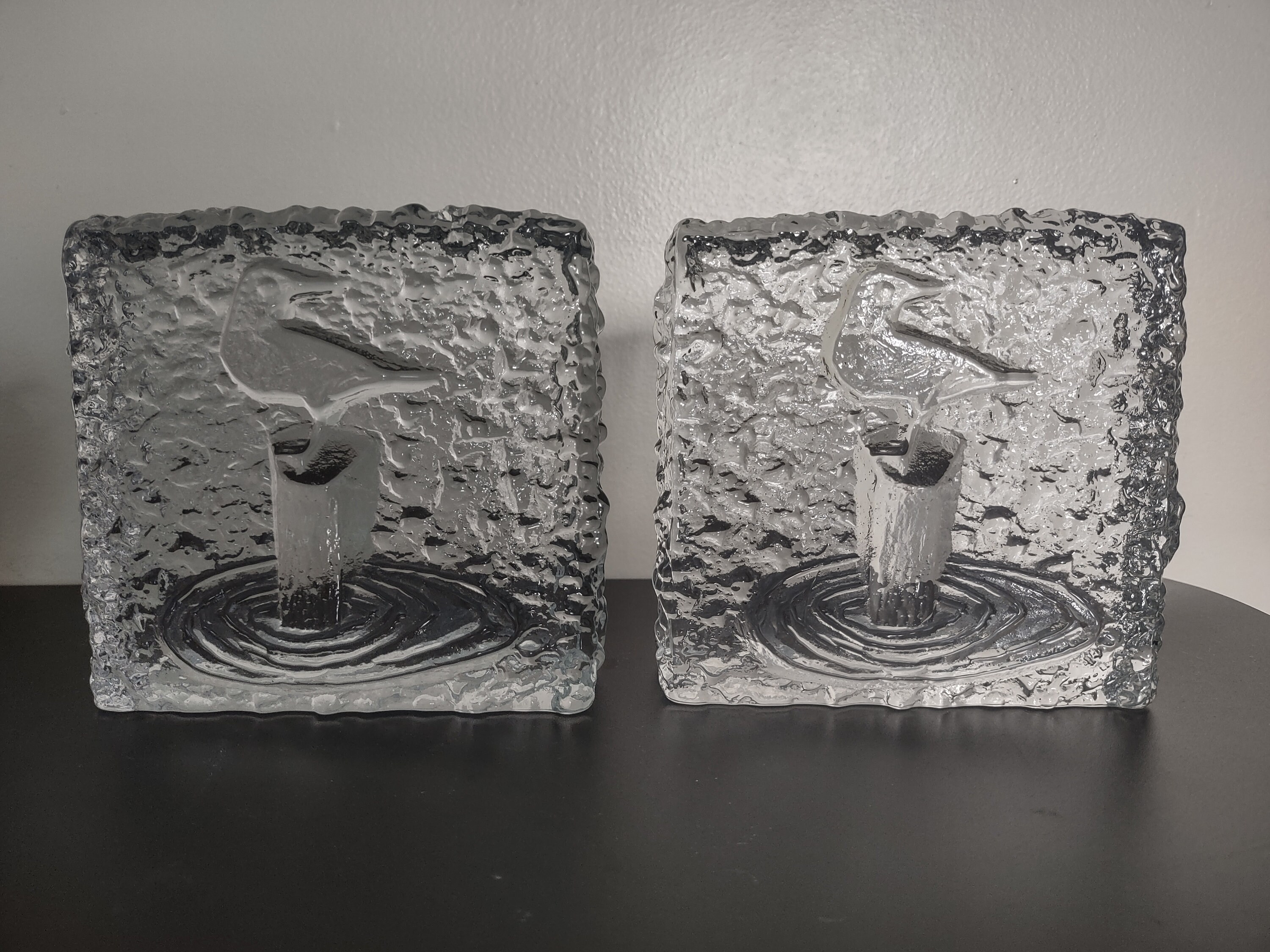 Don Shepherd Blenko Ice Block Textured Seagull Bookends or - Etsy