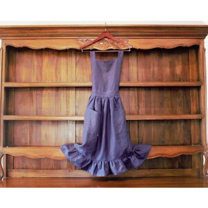 Vestido de delantal de lino para mujeres regalos para el día de las madres regalo para su delantal pinafore hecho a mano con bolsillos delantal vintage delantal de lino Cottagecore