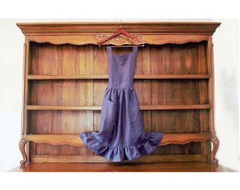 Handmade Linen Pinafore Apron Dress: Vintage Cottagecore Style