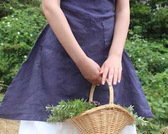 Handmade Linen Cross Back Apron: Adjustable Vintage Style