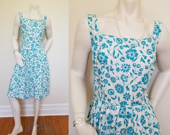 Vintage Summer Cotton Canvas Dress Medium, Early 1960s