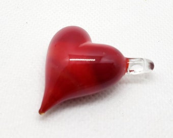 Heart-shaped glass pendant for lovers, Glass heart lampwork, Love Necklace, Gift for Girlfriend, Valentines Day, Murano Glass, Unique Gift
