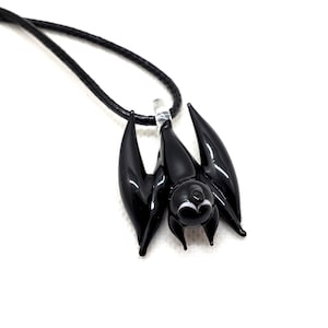Glass Pendant Bat, Glass Miniature Bat, Bat Necklace, Lampwork bat, Hand blown bat, Bat Figurine, Halloween Bat, Halloween Decorations