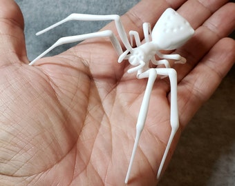 White Crab Spider, Thomisus onustus Thomisidae, White Widow Spider, Figurine Blown Glass Spider, Handblown glass Spider, Lampwork, Art Glass