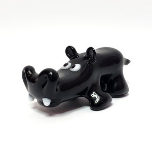 Hippo figurine - Blown Glass Hippo - Glass Hippo Miniature - Glass Hippo Collection - Art Glass Hippopotamus - Handmade glass gift