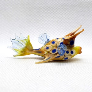 Horned Boxfish, Sea Cow Fish, Lactoria cornuta, Hand blown glass, Figurine Blown Glass, Home decor, Glass sea animals, Art glass,Unique Gift image 2