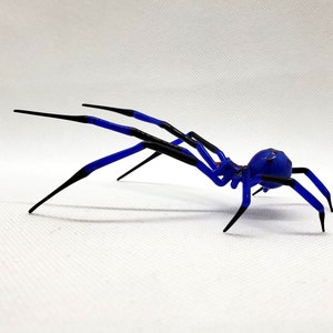 Glass Blue Spider figurine, Handcrafted glass animal, Figurine Blown glass Spider, Handblown glass, Handcrafted Glass animal, Art Glass