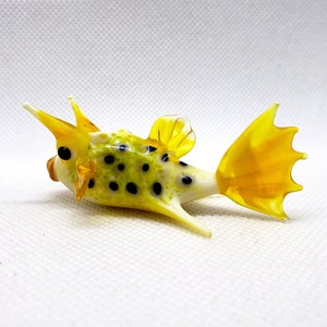 Horned Boxfish, Sea Cow Fish, Lactoria cornuta, Hand blown glass, Figurine Blown Glass, Home decor, Glass sea animals, Art glass,Unique Gift image 1