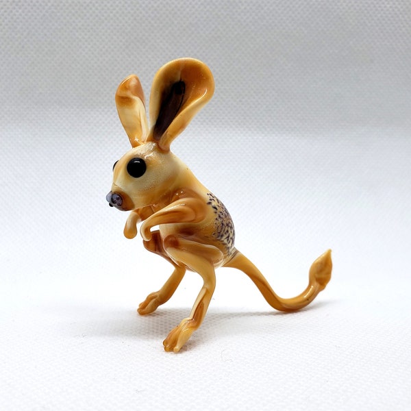 Figurine en verre Jerboa, Figurine d'art en verre soufflé à la main, Art Glass Jerboa, Sculpture en verre, Verre d'animaux, Lampwork, Décoration d'intérieur